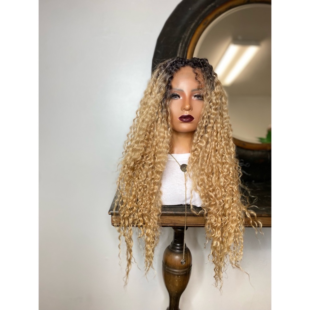 Serenity 13x4 Lace Front Wig | 30” Blonde Bombshell Curls |Natural Density Blend